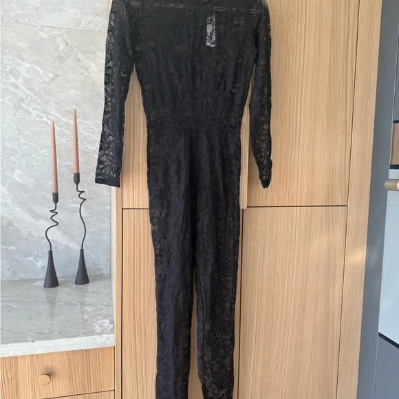 NWT Fleur du Mal Black Lace Catsuit Small - Picture 5 of 5